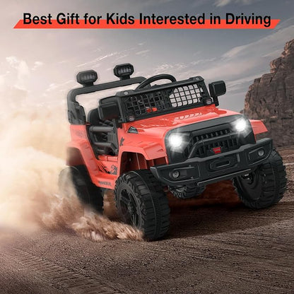 12V Kids Electric Ride On Truck Car w/Parent Remote Control, Spring Suspension, LED Lights & AUX Port | Outdoor Ride Toy for Boys Girls