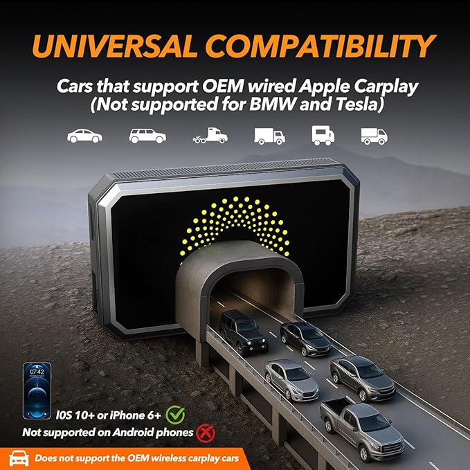 Volam 3-in-1 Wireless CarPlay Adapter Magic AI Video Box for iPhone with Netflix YouTube Plug and Play for Factory OEM Wired Car Play Cars & iOS 10+