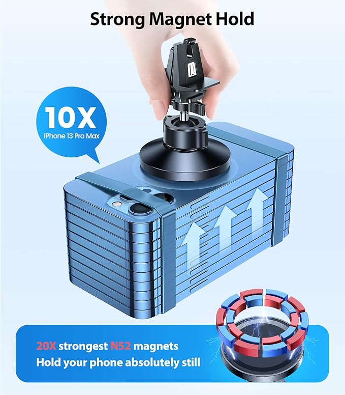 VICSEED for MagSafe Car Mount [Upgraded Strongest Magnet Power] Magnetic Phone Holder for Car Vent 360 Adjustable Magnetic Car Phone Holder Mount for iPhone 16 Pro Max 15 14 13 12 Plus Mini