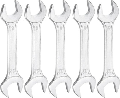 HARFINGTON 5pcs Double Open End Wrench 19mm x 22mm Metric 15 Degree Offset Angle Small Flat Head Wrench Galvanizing Open Ended Spanner for Automotive Repair Furniture Assembly