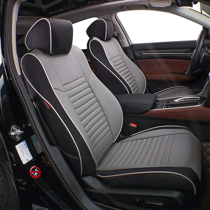 EKR Accord Car Seat Covers for Honda Accord EX-L,Touring,Sport,EX,Hybrid 2018 2019 2020 2021 2022(Rear Row 40/60 Split Backrest),Car Seat Protector,Car Automotive Seat Covers,Leather(Black/Gray)
