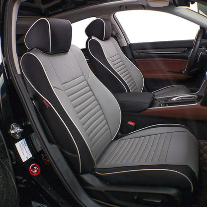 EKR Accord Seat Covers for Cars Honda Accord LX 2018 2019 2020 2021 2022(Rear Row W/Solid Backrest),Leather Seat Covers,Automotive Seat Covers,Car Seat Protector,Leather(Black/Gray)