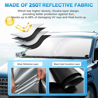 KUST Windshield Sun Shade for Toyota Tundra 2007-2026 Custom Fit Sunshade Sun Visor Protector Foldable Blocks UV Rays Keep Your Car Cooler