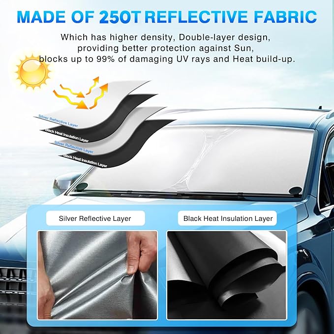 KUST Windshield Sun Shade Custom Fit for 2019-2024 2025 2026 Acura RDX Accessories Windshield Sunshade Window Shade Sun Visor Protector Foldable Blocks UV Rays Keep Your Car Cooler