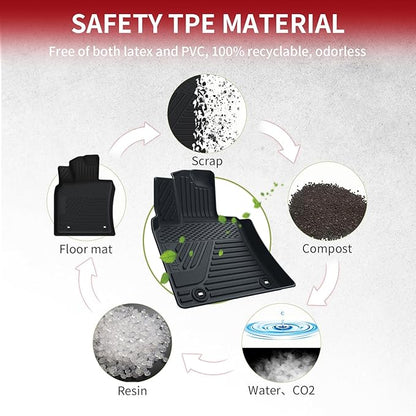 LASFIT Floor Mats&Trunk Mat for Toyota Camry 2025 Hybrid/LE/SE/XLE/XSE, All Weather Custom Fit TPE Floor Liners for Camry 2025 Front & Rear Full Set Car Mats, Black.