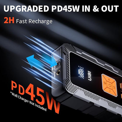X7 Jump Starter with Air Compressor 160PSI, 3500A Car Battery Jumper Starter PD45W Fast Charge, 24000mAh Portable Tire Inflator 12V Jump Box Booster Charger for 10L Gas or 8.5L Diesel Engine