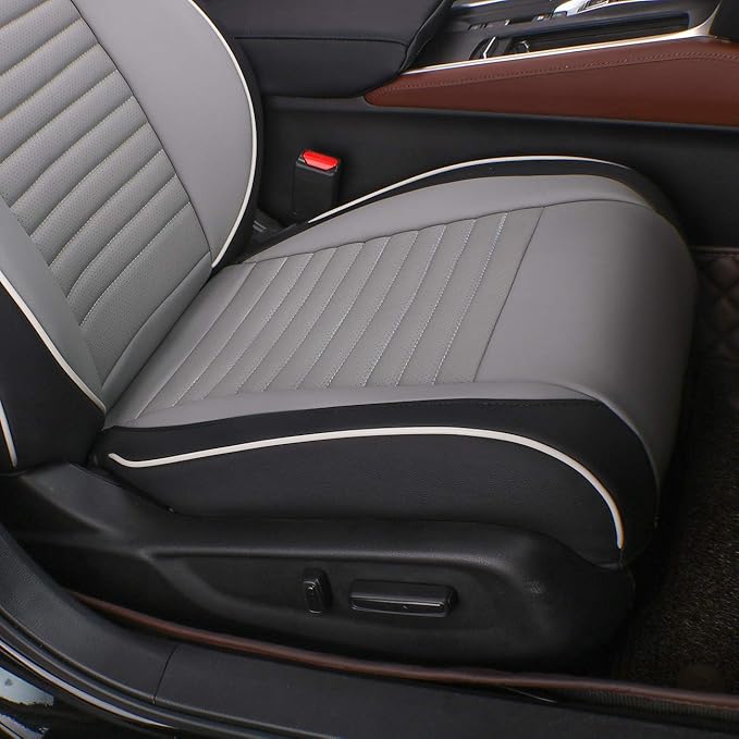 EKR Accord Car Seat Covers for Honda Accord 2023 2024 2025 LX(Rear Row W/Solid Backrest) Leather Car Seat Covers,Waterproof Car Seat Protectors,Trucks Seat Covers Full Set(Black/Gray)