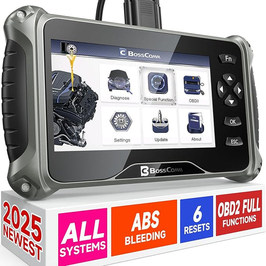 BOSSCOMM IF745 OBD2 Scanner, All Systems Car Code Reader Scan Tool with 6 Resets, ABS Bleeding/OiL/EPB/SAS/Throttle/Battery, Car Scanner Diagnostic Tool for All Cars, Easy to Use, Lifetime Free Update