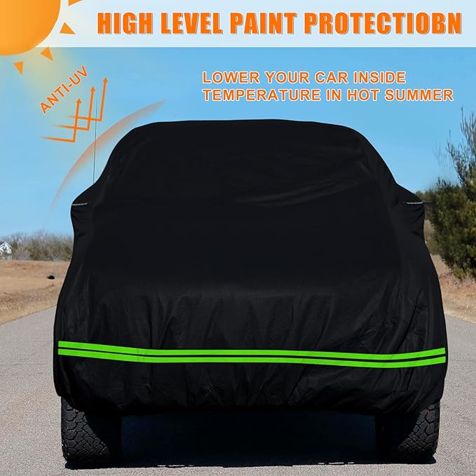 Waterproof Car Cover Compatible with Chevrolet C/K 1500/2500/3500 1988-1999, 2 Door Extended Cab Long Bed, 300D All Weather Car Covers with Zipper Door for Snow Rain Protection