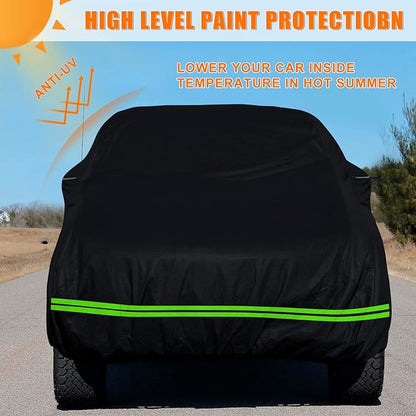 Waterproof Car Cover Compatible with Chevrolet C/K 1500/2500/3500 1988-1999, 2 Door Extended Cab Long Bed, 300D All Weather Car Covers with Zipper Door for Snow Rain Protection