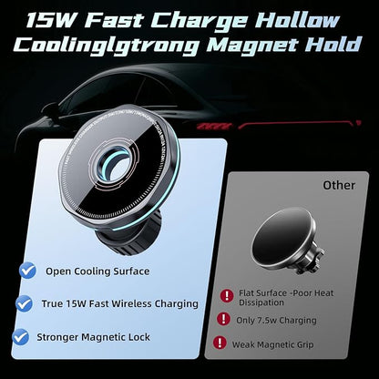 CRIENTEN for MagSafe Car Mount Charger, 15W Magnetic Wireless Car Charger & Magnetic car Phone Holder, 360° Adjustable car Vent Mount, Fast MagSafe Charger Car Accessories for iPhone 16 15 14 13 12