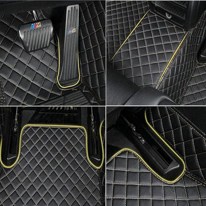 TAHALICustom Colors Car Floor Mats Black Pink for 99.9% Sedan SUV Sports， All-Weather Liners Car Floor mat，Luxury Leather Automotive Floor Mats (Black Orange Mats,3D Floor Mats)