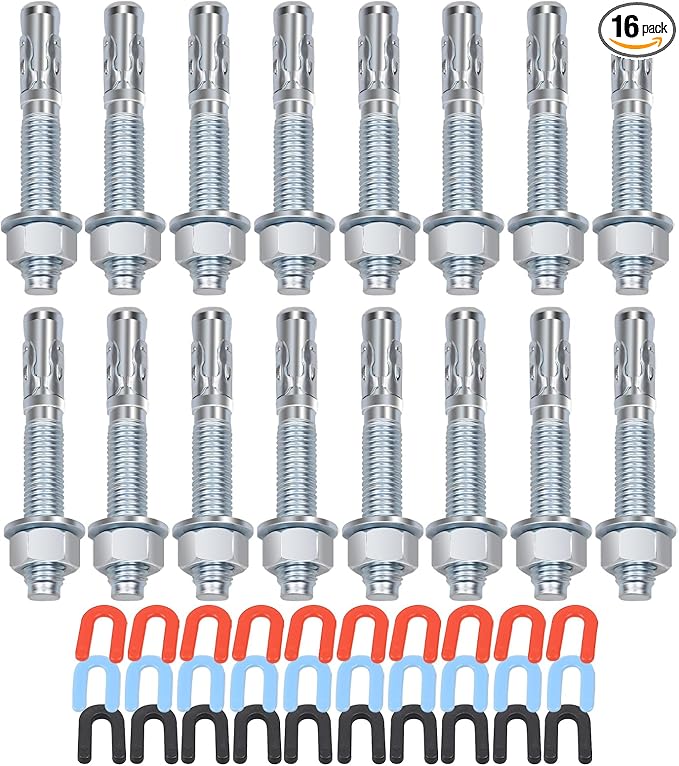 Lift Install Kit, Car Lift Installation Install Kit,(16Pcs 3/4" x 5.5" Wedge Anchor Bolts)