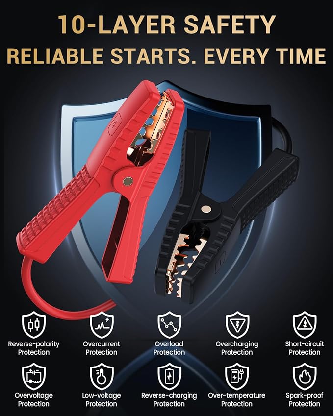MOSTOOL M8 Car Jump Starter, 5000A Peak 12V Battery Jump Starter Power Pack with LED Display, Compact Portable Jumper Starter Jump Box for Car Battery, for All Gas Engines and Up to 10.0L Diesel