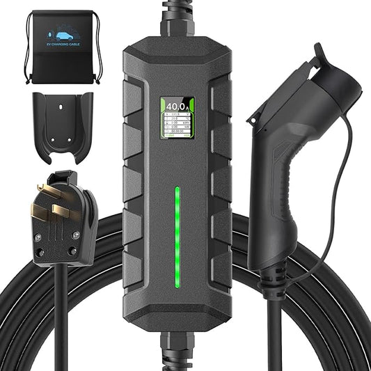 Level 2 EV Charger ETL Certified, 40A 9.6KW Home Charging Station, Plug-in NEMA 6-50 240V, Portable EV Charger with 25FT Cable for SAE J1772 Cars