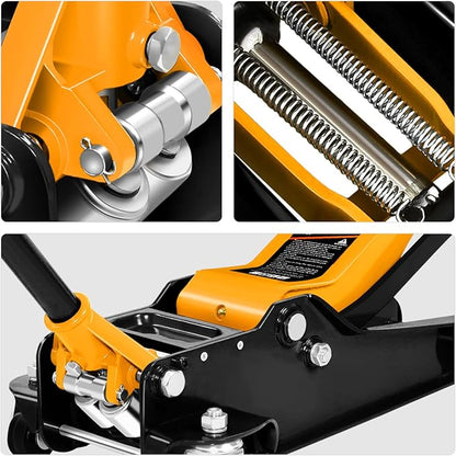 DNA MOTORING Low Profile Hydraulic Trolley Service/Floor Jack, 4 Ton (8000 lbs) Capacity, Lifting Range 4.5"-20", Orange, TOOLS-00307-OG