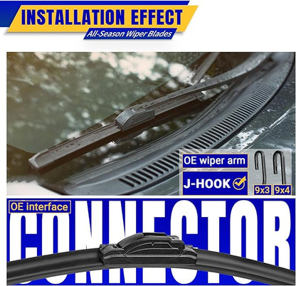 3 wipers Replacement for 2012-2019 Fiat 500, Windshield Wiper Blades Original Equipment Replacement - 24"/14"/12" (Set of 3) U/J HOOK