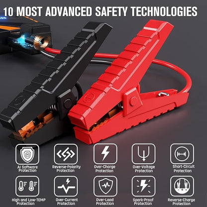 VTOMAN V10 Pro 4500A Jump Starter, Portable Car Starter (All Gas, 10.0L Diesel Engine) 12V Lithium Jump Box, Battery Booster Power Pack, Car Battery Charger Jumper with Type C Quick Charge, LED Lights