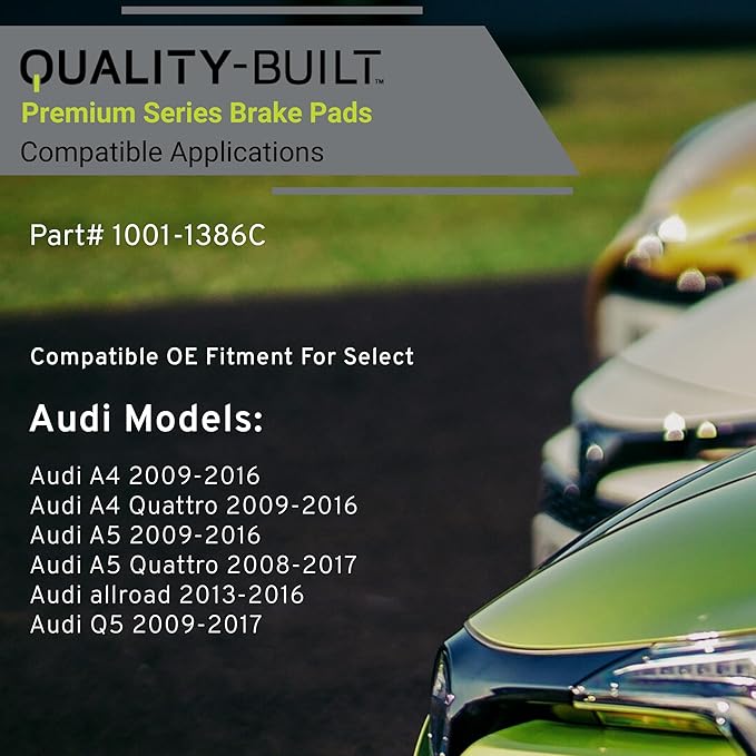 Premium Ceramic Rear Brake Pads (1001-1386C) Compatible with Audi A4 2010-2009, A4 2016-2012, A4 Quattro 2016-2009, A5 2016-2009, A5 Quattro 2017-2008, allroad 2016-2013, Q5 2017-2009