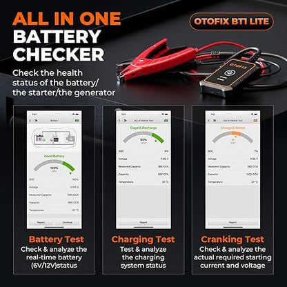 OTOFIX Car Battery Tester BT1 Lite, 6V 12V 100-2000 CCA Car Battery Analyzer, Auto Cranking Charging System Test Scan Tool, Battery Load Test,Use with D1/D1 Lite/D1 PROS/D1 MAX/IM1/IM2/Ultra
