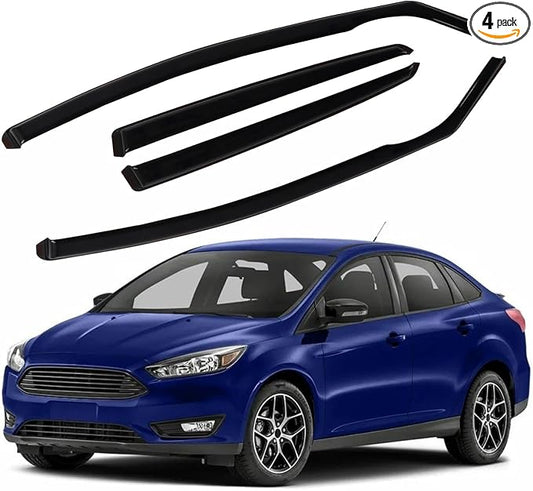 4pcs in Channel Rain Guards Fit for Ford Focus Hatchback & Sedan 2018 2019 2020 2021 2022 2023 2024 2025, Durable Window Visors, Side Wind Deflectors Vent Shades Shield, Exterior Car Accessories