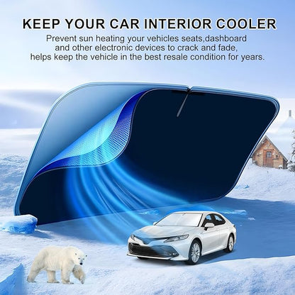 T TGBROS Windshield Sun Shade for Toyota Camry 2018-2024 Accessories Foldable Sun Shield Front Window Sunshade Cover Sun Visor Cover Block Heat and Sun Protection