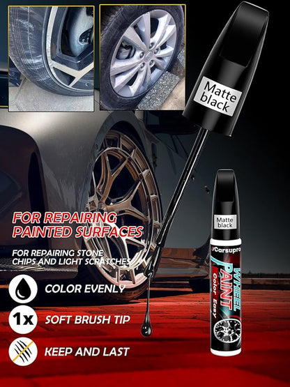 Gloss Black Wheel Repair Kit | Touch Up Paint Pen for Rim Scratches & Curb Rash | Quick-Dry, 2X Adhesion on Alloy/Chrome Wheels