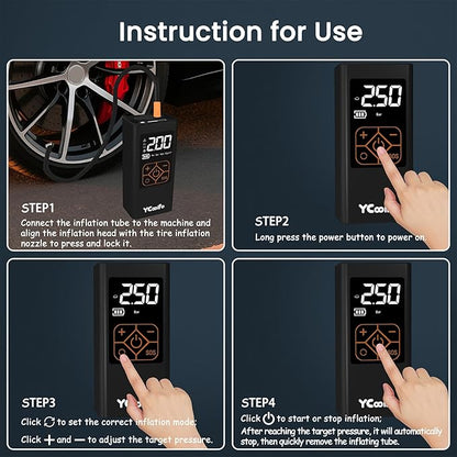 150 PSI Tire Inflator Portable Air Compressor, 8000mAh Battery Auto Shut-Off Air Pump, 6X Inflator Portable Tire Inflator for Car, Bicycle, Motor, Ball