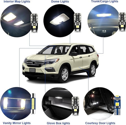 EASY EAGLE LED Interior Car Lights for Honda-Pilot-2016-2022: 15 Piece Kit White LED Light Bulbs - Super Bright 6000K + Install Tool