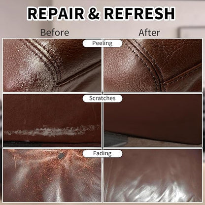 8.5oz Leather Recoloring Balm with 100ml Mink Oil,Medium Brown Leather Repair kit for Furniture and Car Interior,Leather Couch Scratch Repair,Leather Dye Paint,Mink Oil for Leather