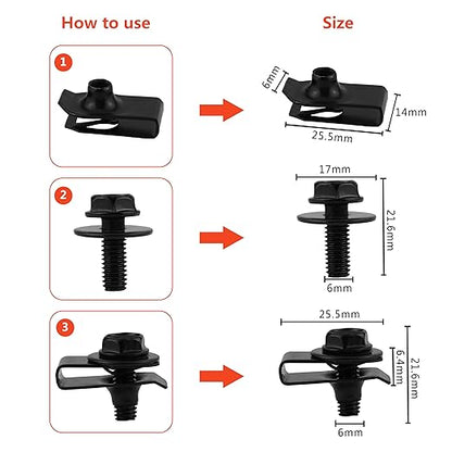 Ford GM Toyota Honda Chrysler Nissan Car Push Retainer Clips 1045pcs with 30 Popular Push Pins for Auto Parts Sizes - Includes 10 Cable Ties and Red Fastener Remover