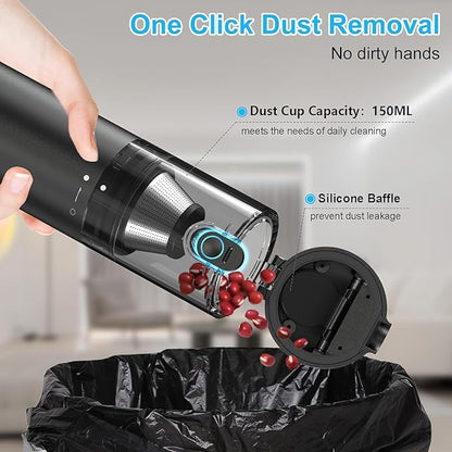 Handheld Vacuum Cordless, 16000pa Car Vacuum Cleaner High Power, 2 Speed Modes Mini Vacuum Cleaner with 2 Filters, Car Vacuum Portable Cordless with Air Blower for Home Office Pet Hair