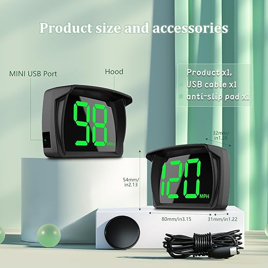 GPS Speedometer Digital Speedometer Cars Heads Up Display Y03 with Speed, Automatic Light Sensing, MPH Speedometer Plug and Play Applicable to All Cars