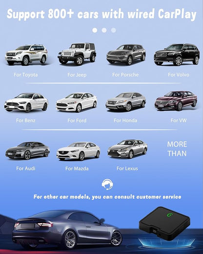 Wireless Carplay Adapter 2025 Ai Box for iPhone & Android Auto with Netflix YouTube Supports TF card Dongle Plug and Play Easy Setup Carplay Video entertainment box for iOS 10+ and cars after 2015 Car