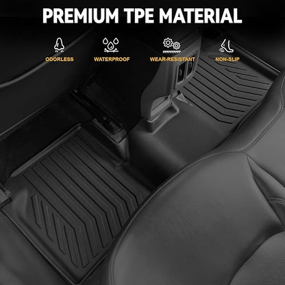Floor Mats Set for 2017-2025 Jeep Compass Accessories(New Body Style 2nd Generation), Full Coverage All Weather Floor Mats with Cargo Mat TPE Includes Backrest Protectors & Door Sill Guards