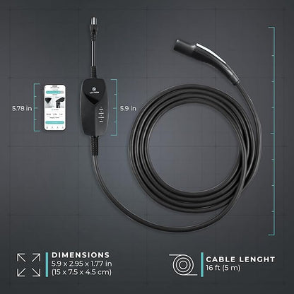Lectron Level 1 Tesla EV Charger (WiFi) with App Control - 120V, 12 Amp, & 16 ft Cord - Portable Charger for Tesla EVs with NEMA 5-15 Plug - Compatible with All Tesla Model S, 3, X, Y & Cybertruck