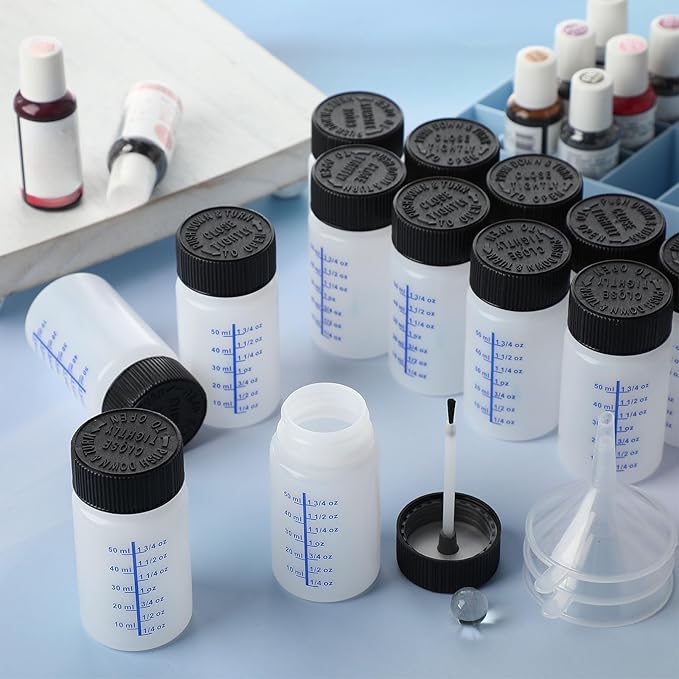 Mumufy 120 Pcs Touch up Paint Bottles with Brush and Lid Empty Touch up Bottle with Mixing Balls 2 oz Fluid Capacity Leftover Paint Container for Car Scratches Repair (Black,Blue)