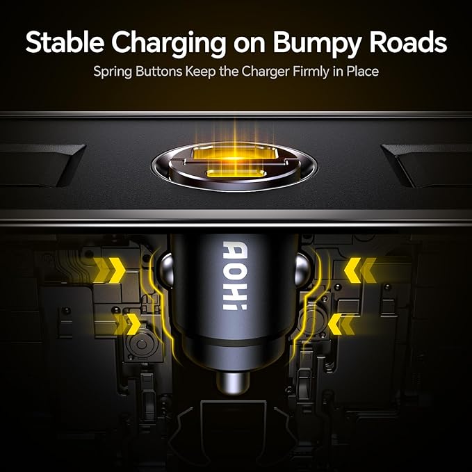 AOHI USB C Car Charger, PD 45W&QC 30W 2 Port Type-C Fast Charging Car Charger Lighter for MacBook Pro/Air, iPhone 16/15/14/13 Series, Galaxy S24 / S23, iPad Pro, AirPods and More