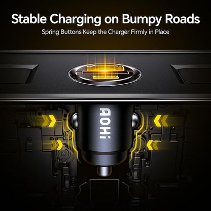 AOHI USB C Car Charger, PD 45W&QC 30W 2 Port Type-C Fast Charging Car Charger Lighter for MacBook Pro/Air, iPhone 16/15/14/13 Series, Galaxy S24 / S23, iPad Pro, AirPods and More