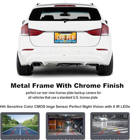 JPP License Plate Backup HD Camera, Rear View Camera 170° Viewing Angle Universal Night Vision Waterproof High Sensitive 7 Bright LED Reversing Car Camera