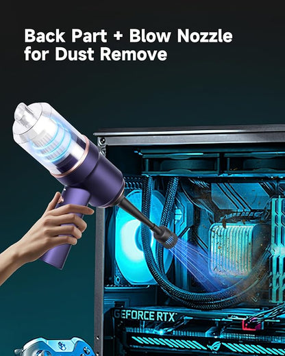 Handheld Vacuum Cordless Rechargeable with LED Light and Multi-Nozzles,15000 Pa Car Vacuum Portable Cordless, 120W Powerful Mini Vacuums Cleaner for Home, Car, Pet Hair, DC Motor, Blue