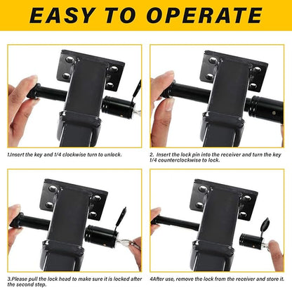 Trailer Hitch Lock, Hitch Lock with 5/8'' Dia Pin Fits 2" Receiver Tubes, for Class III IV 2 Inch Receiver, for Trailer Car Boat, KD 2 Pack