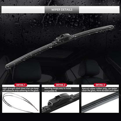 Replacement for BMW X6 2014-2019 Windshield Wiper Blades, 3 Pieces of Car Front and Rear Window Wiper Blades for BMW X6 2014 2015 2016 2017 2018 2019