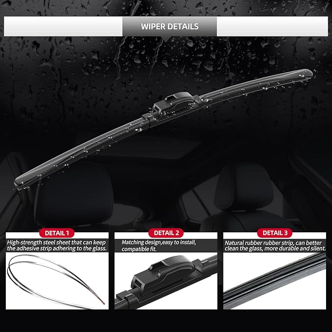 Front Windshield Wipers, 2-Piece Set for BMW Z4 2.5i 3.0i 3.0si 2003 2004 2005 2006 2007 2008 - Automotive Replacement Front Wiper Blades for Car Window