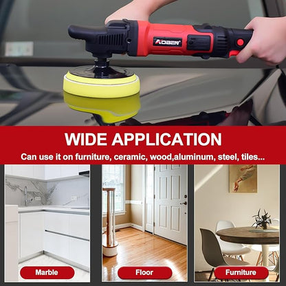 AOBEN 6/7 inch Buffer Polisher,Rotary Car Buffer,1600W Car Polisher Waxer Kit with 6 Variable Speed 1000-3500RPM & 4 Polishing Pads,Detachable Handle for Car Polishing and Waxing