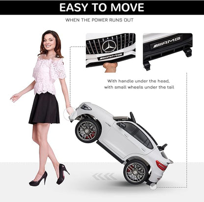 Aosom 12V Toddler Ride On Car with Remote Control, Mercedes Benz AMG GLC63S Coupe, Electric Car with 2 Speed, MP3 Player, Light, Horn, Songs, Suspension, White