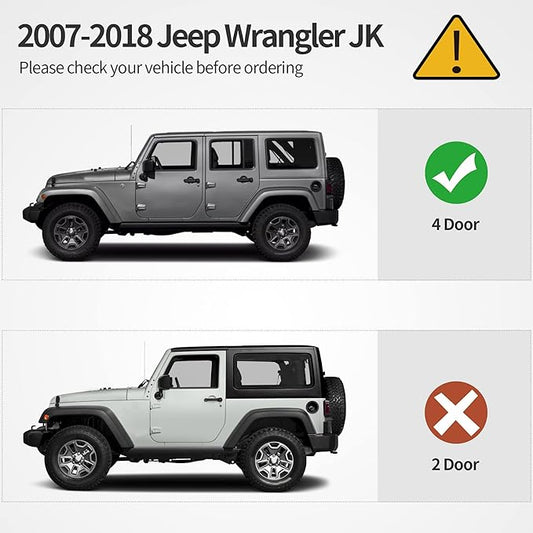 OEDRO 6 inch Running Boards, Drop Side Steps Compatible with 2007-2018 Jeep Wrangler JK Unlimited 4 Door, Steel Nerf Bar with Silver Paintable Step Plates