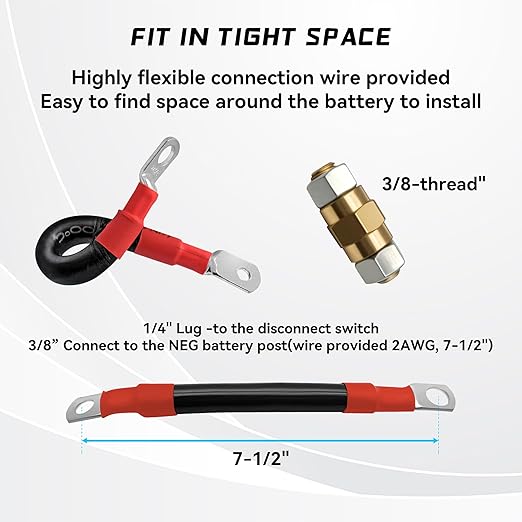 3/8" Side Post Remote Battery Disconnect Switch 12V Battery Kill Switch for Car Truck UTV ATV Marine On/Off 200/1000 AMP Heavy Duty Anti Theft Battery Cut/Shut Off Switch