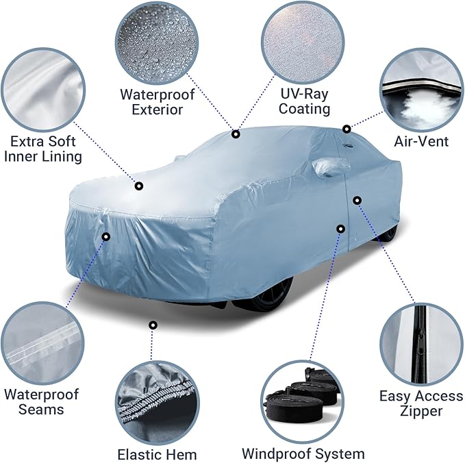 iCarCover Custom Car Cover for Chevy Camaro STD, Z28, SS, Waterproof All Weather Rain Snow UV Sun Protector Full Exterior Weatherproof Indoor Outdoor Car Cover with Strap (Year Fits 1993-2002)