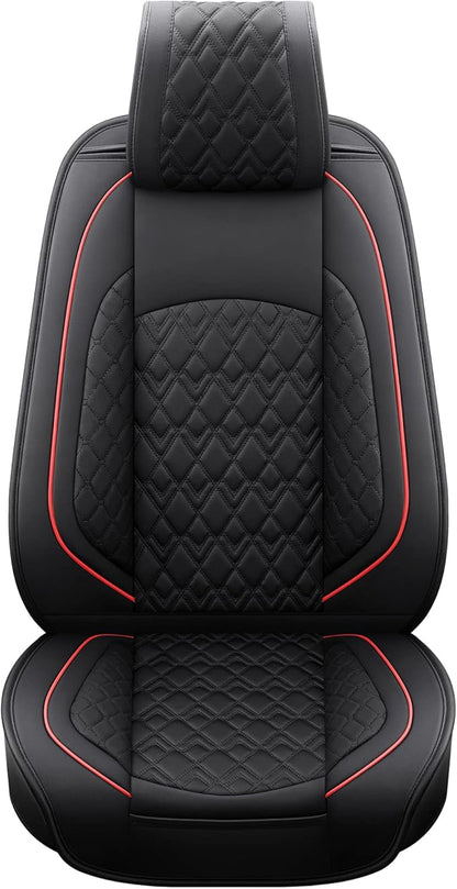 JOJOBAY Car Seat Covers for Dodge Ram 2 Pcs Front,Fit Ram 2009-2025 1500/2500/3500 Pick-up Truck,Crew,Regular,Quad,Mega Cab,Waterproof Leather Seat Covers Protectors（2 PCS Front,Black/Red）
